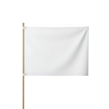 Simple white flag waving on a wooden pole