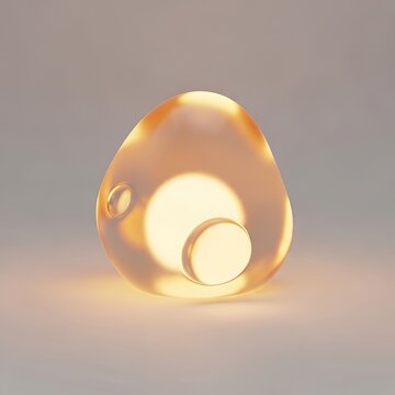 Abstract Glowing Organic Shape with Inner Circles on a Soft Background.