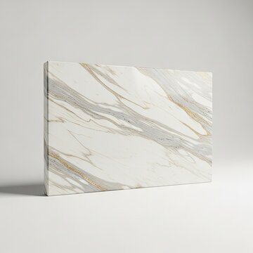 Elegant White Marble Slab with Subtle Grey and Pink Veining on a Clean Background.