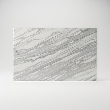 Elegant White Marble Slab with Grey Veins on a Clean Background.