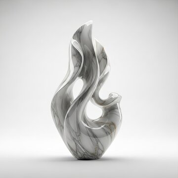 Elegant Abstract Marble Sculpture with Flowing Organic Forms.
