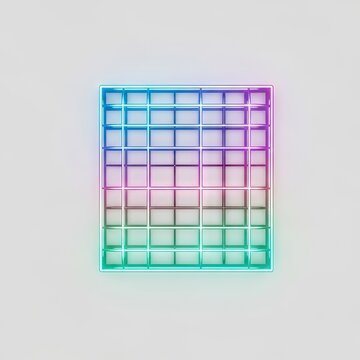 Vibrant Neon Grid Pattern on White Background.