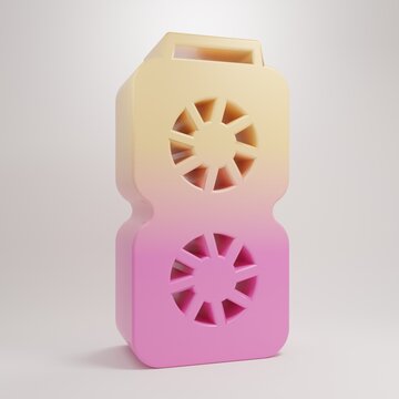 Yellow-pink Video graphic card icon isolated on grey background. Minimalism concept. 3D render illustration