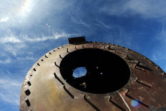 Rusted steam trains and locomotives in Train cemetary, Uyuni, Bolivia