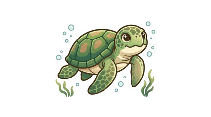 Green sea turtle swimming underwater. © tri