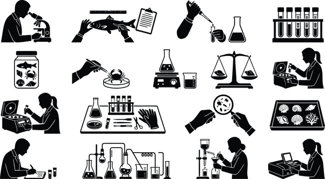 Scientist performing various lab experiments