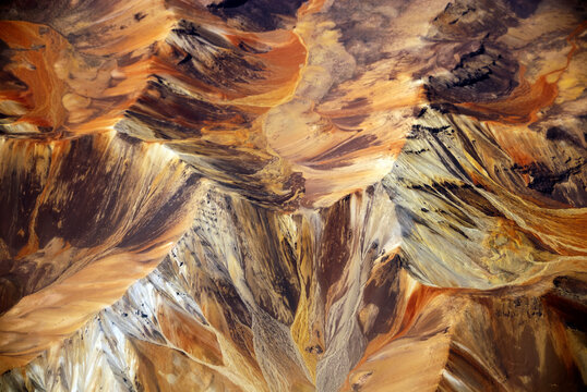 Bolivia, Inland, elevated view of isolated eroded rock formation