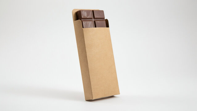 Dark Chocolate Bar With Four Squares In A Light Brown Cardboard Sleeve Confectionery