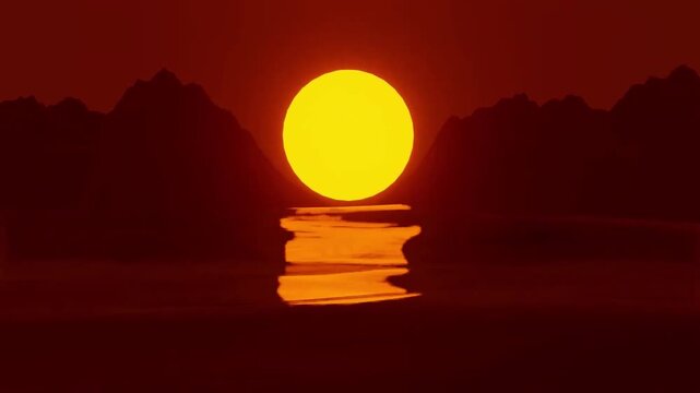 Sunset animation with sea reflection