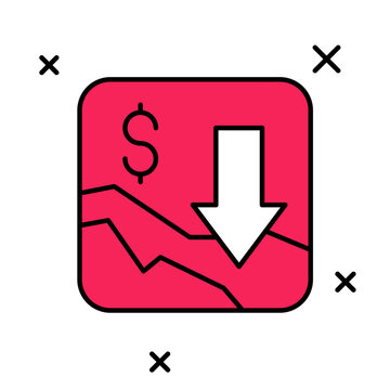 Filled outline Financial growth decrease icon isolated on white background. Increasing revenue. Vector