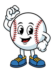 Obraz premium Friendly cartoon baseball character mascot gesturing