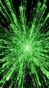 Computer animation with green sparks in an abstract display