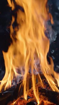 Highly detailed flames in macro view with strong movement and bright colors