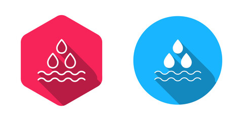 Fototapeta premium Filled and outline Water drop icon isolated with long shadow background. Vector