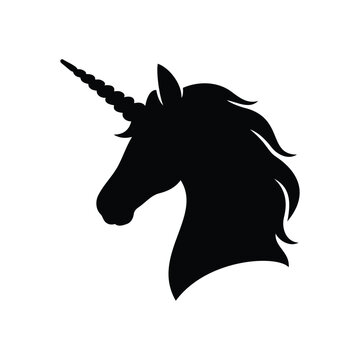 Simple unicorn head silhouette vector flat illustration design.