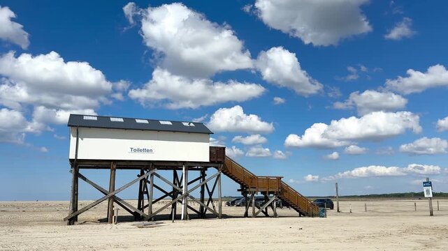 toilet hut on the beach of sankt Peter ording
