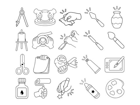 Arts and Crafts Supplies Collection Illustration