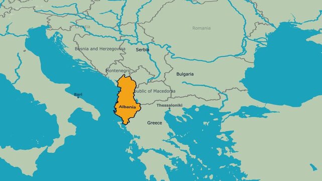 Albania Map Animation Locator Zoom 4K Motion Graphic