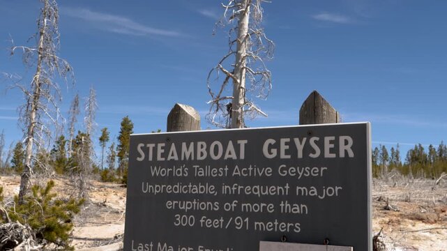 Steamboat Geyser Interpretive Information Sign, Yellowstone National Park Wyoming