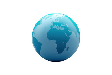 Fototapeta premium Blue shiny earth globe showing continents, a world map representing global communication, travel, and environmental conservation
