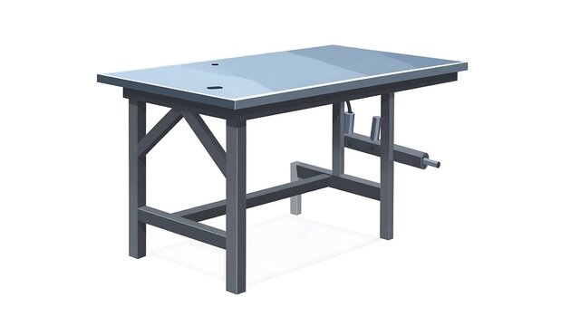 Modern black metal dining table with glass top.
