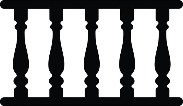 Elegant vector balustrade silhouette decorative railing design for architecture interior decor and graphic projects