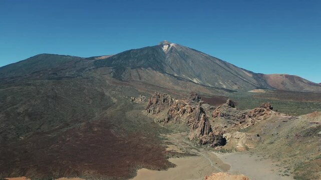 El Teide volcano at national park of Tenerife, Canary island aerial drone view 4k