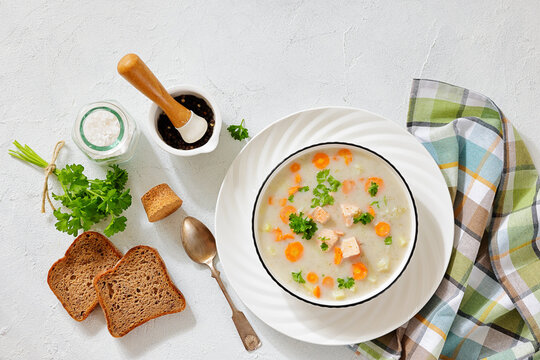 Scottish Highland Salmon Soup with Root Vegetables