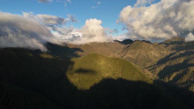 Aerial drone shots of the valley in Sillar de los Indios with beautiful mountains, Constanza, Dominican Republic