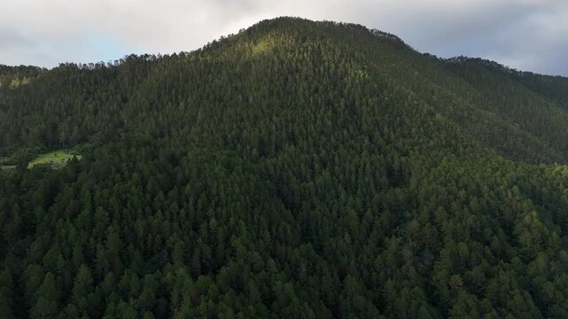 Aerial drone shots of the valley in Sillar de los Indios with beautiful mountains, Constanza, Dominican Republic