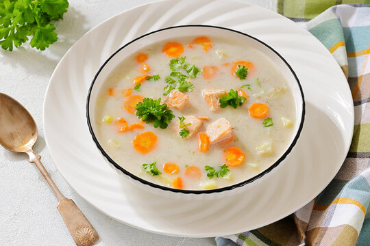 Scottish Highland Salmon Soup with Root Vegetables