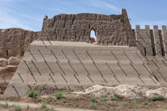 View at Kyzyl-Kala frotress on the desert near Urgench in Uzbekistan