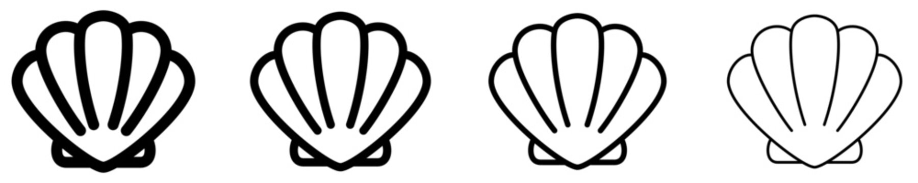 Seashell line icon for beach and summer designs. Vector illustration.