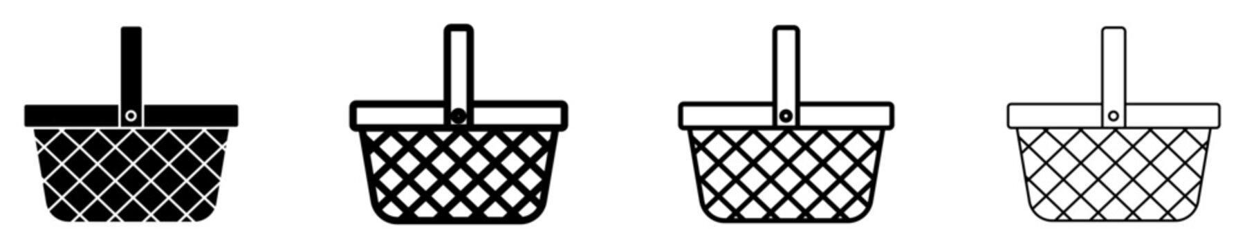 Picnic basket solid glyph icon for outdoor activity. Vector illustration.