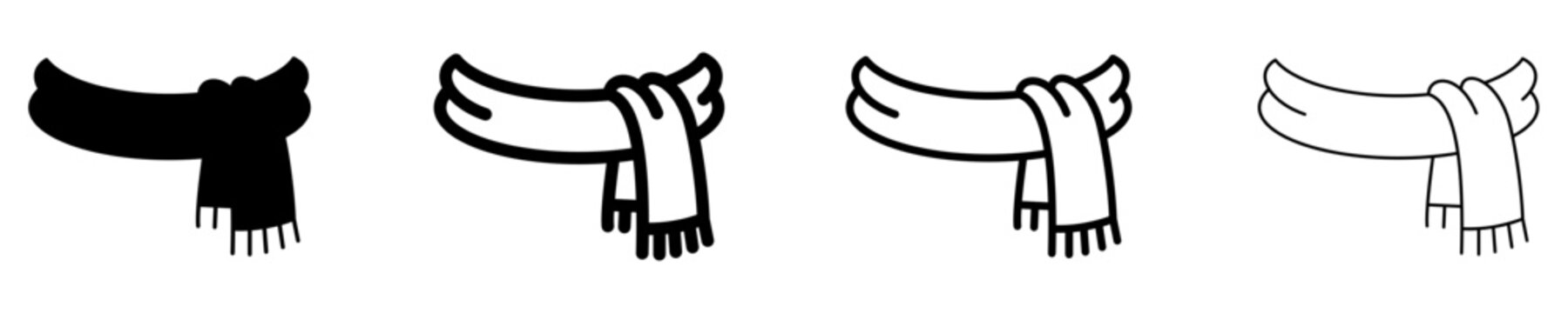 Winter scarf solid glyph icon for cold weather clothing. Vector illustration.
