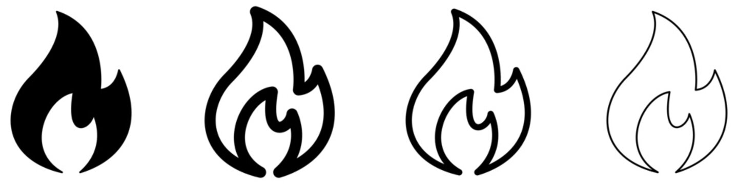 Fire flame solid glyph icon for heat and energy. Vector illustration.