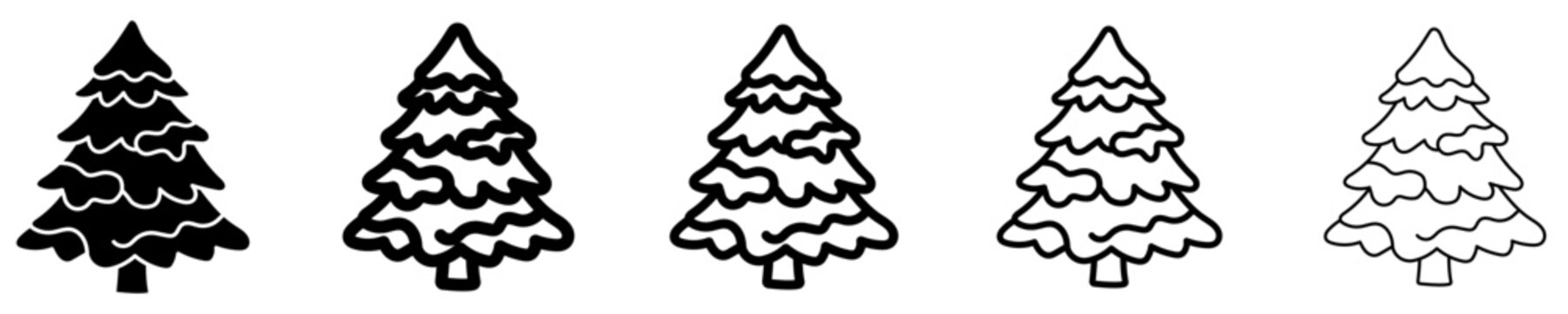 Christmas tree line icon for winter holiday design. Vector illustration.
