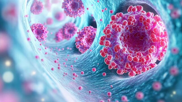 selective focus echinococcus cyst forming inside human liver 3D medical animation video