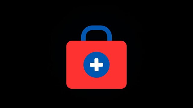 First Aid Kit Icon on Black Background.