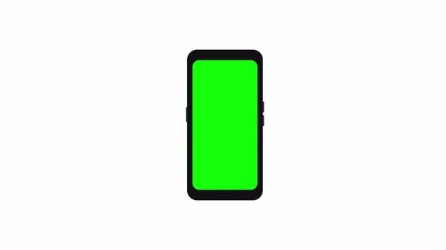 Mobile phone mockup with green screen animation, smartphone zoom out and rotate animation with transparent background, front view green screen display mockup