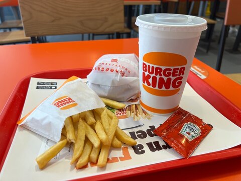 A Whopper Junior meal at a Burger King fast food restaurant