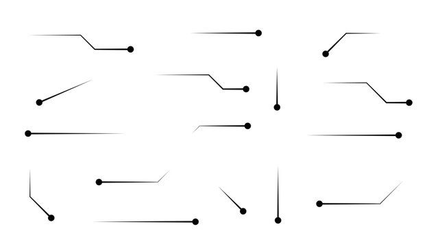 Black digital set technology line isolated transparent png overlay for commercial stock design poster layouts social media graphics digital artwork and creative visual projects callouts titles label