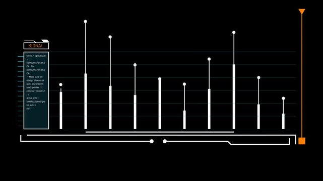 Futuristic Minimalist HUD Bar Graph with Signal Code Terminal and Orange Telemetry Axis