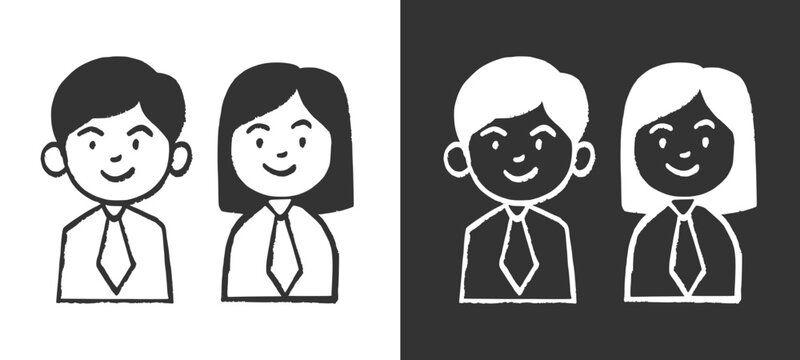 Business team icon drawn as corporate workers partnership collaboration staff symbol. Hand drawn doodle element for corporate commercial marketing isolated on plain layout background clip art.