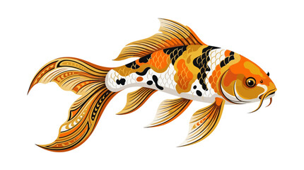 Colorful Koi Fish Illustration - Ornate Patterned Aquatic Animal © Beng