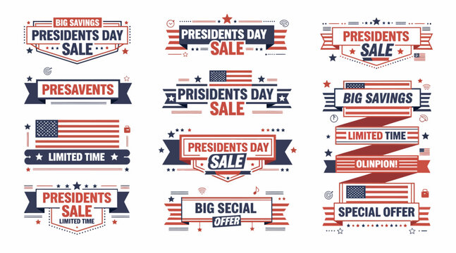 presidents day sale, american flag, discount labels