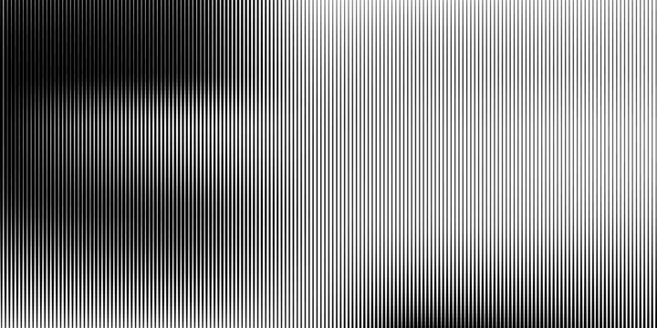 Halftone gradation texture. Stripe pattern with fading density. Thin parallel line backdrop for overlay, gradient transition lattice.