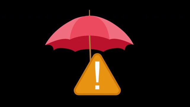 Umbrella Protecting Warning Symbol Risk Management Safety Animation 