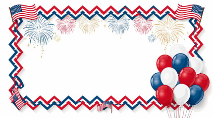 Obraz premium patriotic frame with fireworks and balloons