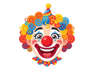 Naklejka premium A colorful and cheerful clown face illustration with a bright smile.